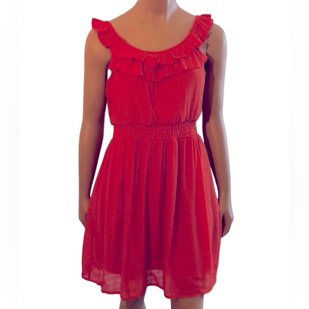 As U Wish Orange Sundress SZ M Summer Boho Bohemian Sundress Flirty